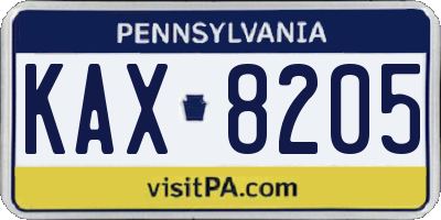 PA license plate KAX8205