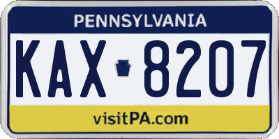 PA license plate KAX8207