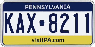 PA license plate KAX8211
