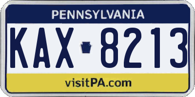 PA license plate KAX8213