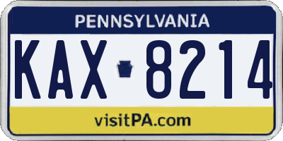 PA license plate KAX8214