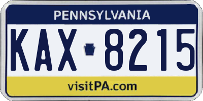 PA license plate KAX8215