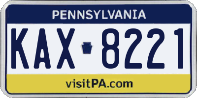 PA license plate KAX8221