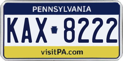 PA license plate KAX8222