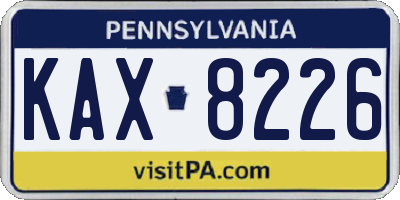 PA license plate KAX8226