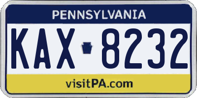 PA license plate KAX8232