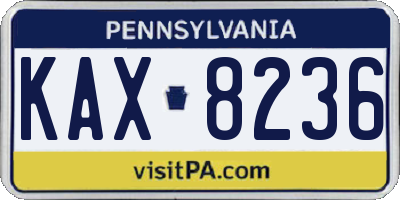 PA license plate KAX8236