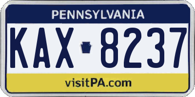 PA license plate KAX8237