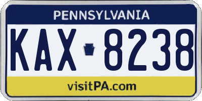 PA license plate KAX8238
