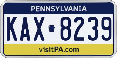 PA license plate KAX8239
