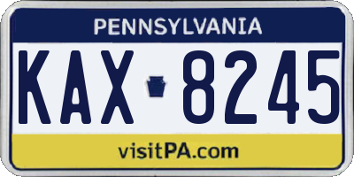 PA license plate KAX8245