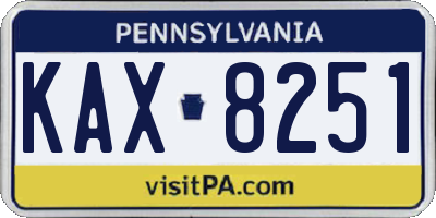 PA license plate KAX8251
