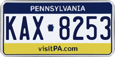 PA license plate KAX8253