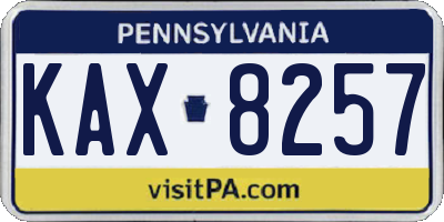 PA license plate KAX8257