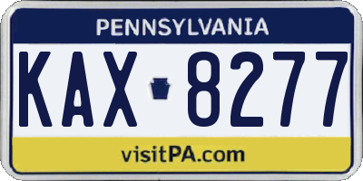 PA license plate KAX8277