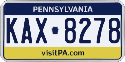 PA license plate KAX8278