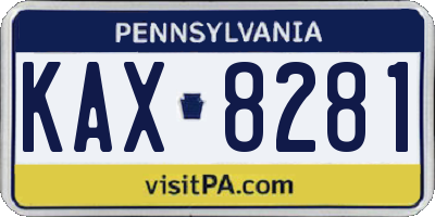 PA license plate KAX8281