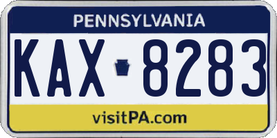 PA license plate KAX8283