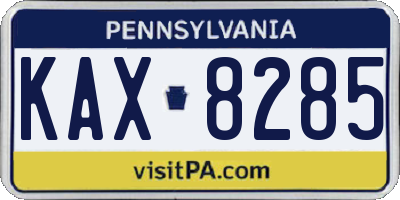 PA license plate KAX8285