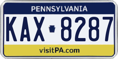 PA license plate KAX8287
