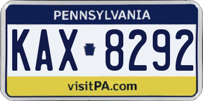 PA license plate KAX8292
