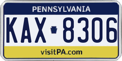 PA license plate KAX8306