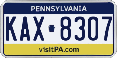 PA license plate KAX8307