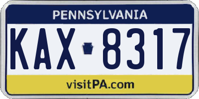 PA license plate KAX8317