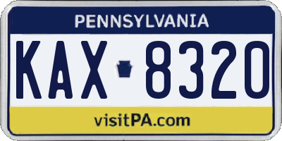 PA license plate KAX8320