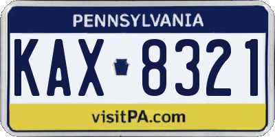 PA license plate KAX8321