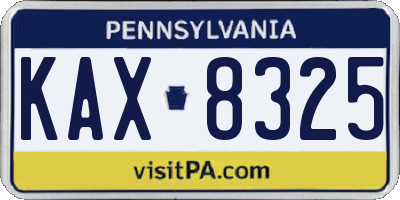 PA license plate KAX8325