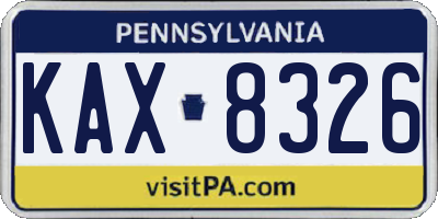 PA license plate KAX8326