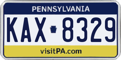 PA license plate KAX8329