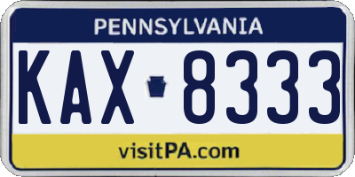PA license plate KAX8333