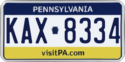 PA license plate KAX8334