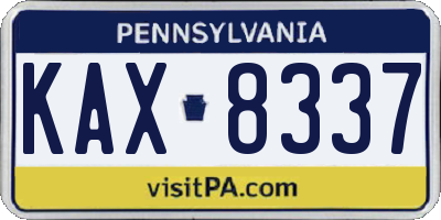 PA license plate KAX8337