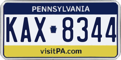 PA license plate KAX8344
