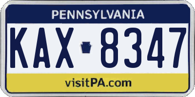 PA license plate KAX8347