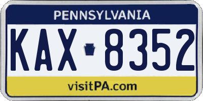 PA license plate KAX8352