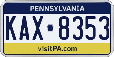 PA license plate KAX8353