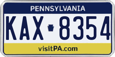 PA license plate KAX8354