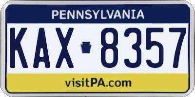 PA license plate KAX8357