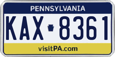 PA license plate KAX8361