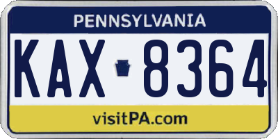 PA license plate KAX8364