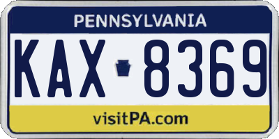 PA license plate KAX8369
