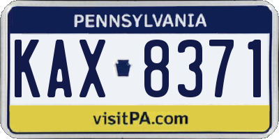 PA license plate KAX8371