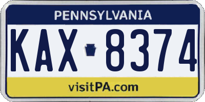 PA license plate KAX8374