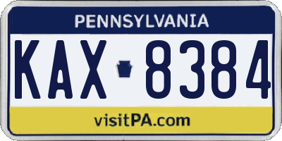 PA license plate KAX8384