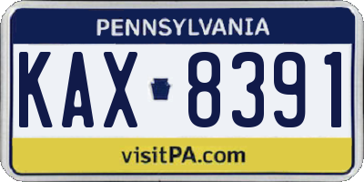 PA license plate KAX8391