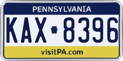 PA license plate KAX8396